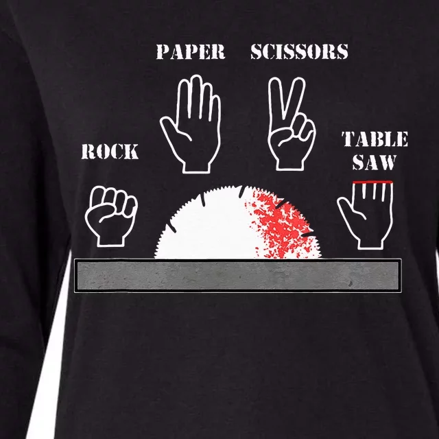 Funny Carpenter Joke Rock Paper Scissors Table Saw Cut Gag Womens Cotton Relaxed Long Sleeve T-Shirt