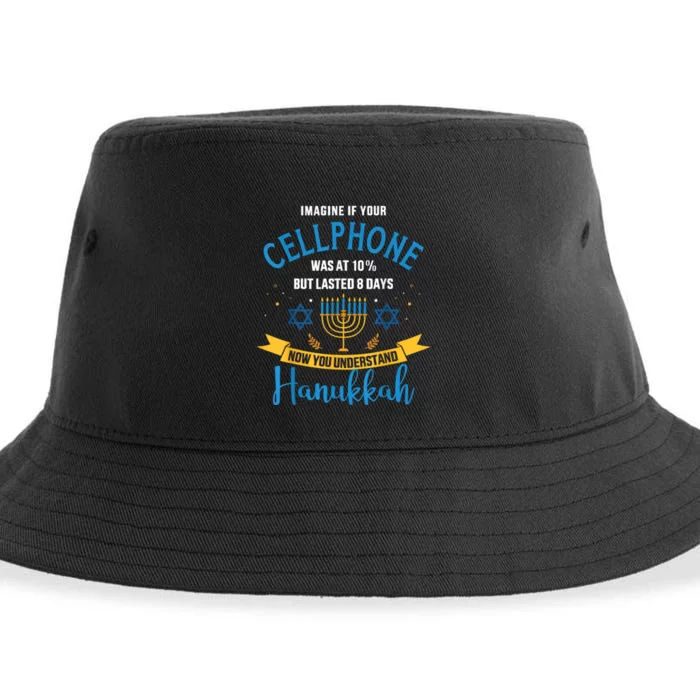 Funny Cellphone Jewish Hanukkah Chanukah Sustainable Bucket Hat