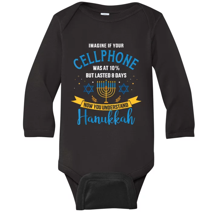 Funny Cellphone Jewish Hanukkah Chanukah Baby Long Sleeve Bodysuit