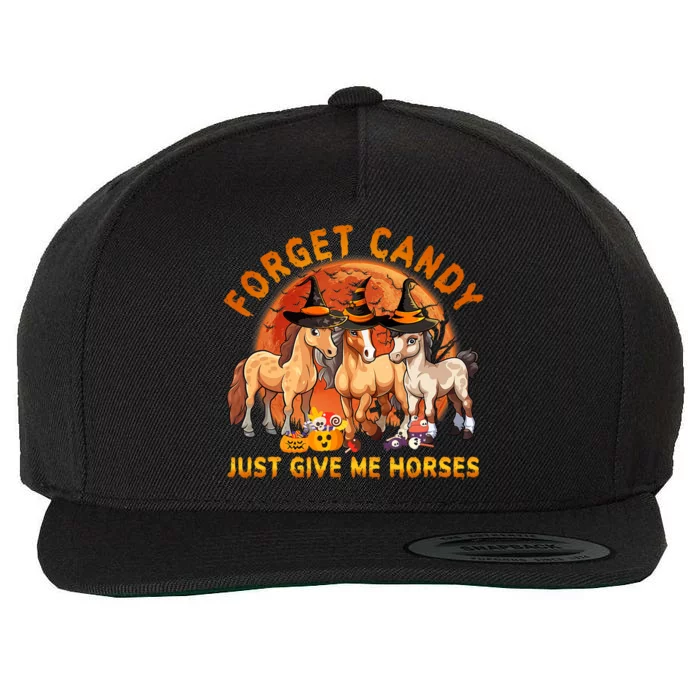 Forget Candy Just Give Me Horses Halloween Wool Snapback Cap