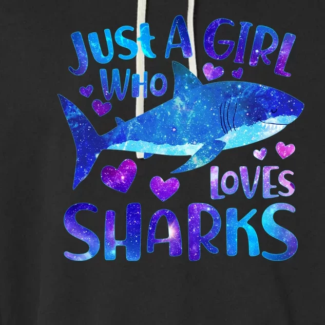 Funny Cute Just A Girl Who Loves Sharks Garment-Dyed Fleece Hoodie