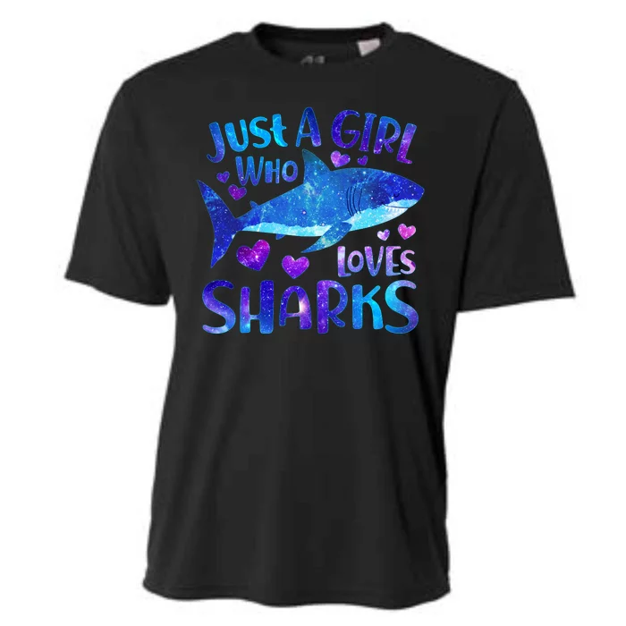 Funny Cute Just A Girl Who Loves Sharks Cooling Performance Crew T-Shirt