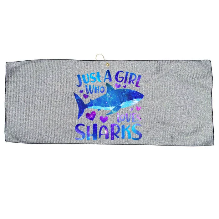 Funny Cute Just A Girl Who Loves Sharks Large Microfiber Waffle Golf Towel