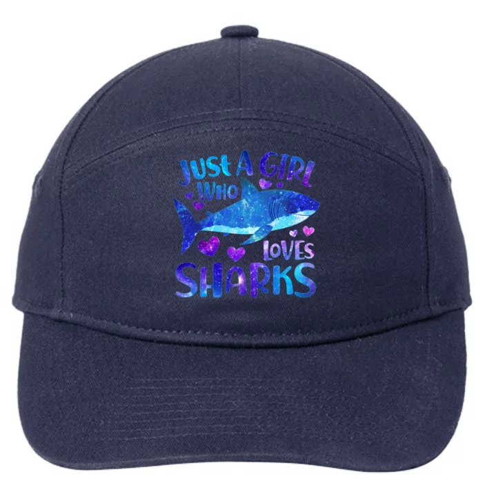 Funny Cute Just A Girl Who Loves Sharks 7-Panel Snapback Hat