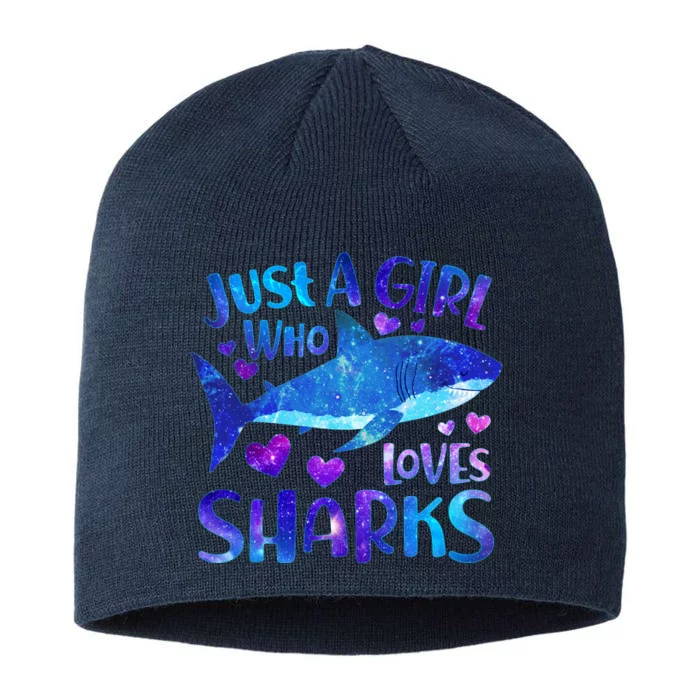 Funny Cute Just A Girl Who Loves Sharks 8 1/2in Sustainable Knit Beanie