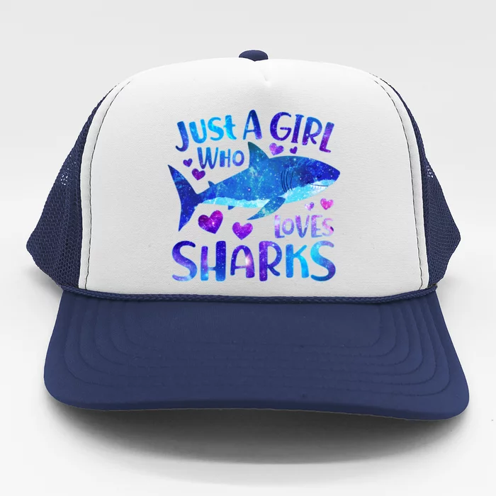 Funny Cute Just A Girl Who Loves Sharks Trucker Hat