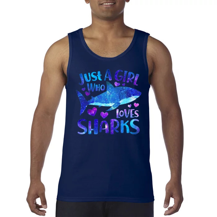 Funny Cute Just A Girl Who Loves Sharks Tank Top