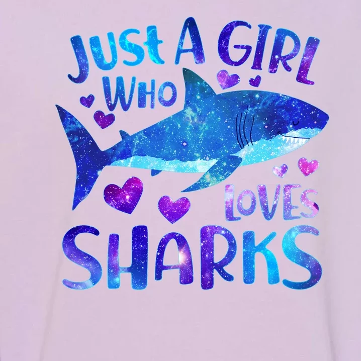 Funny Cute Just A Girl Who Loves Sharks Garment-Dyed Sweatshirt