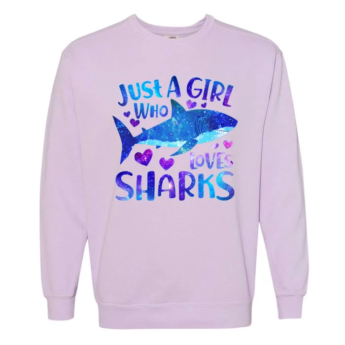 Funny Cute Just A Girl Who Loves Sharks Garment-Dyed Sweatshirt