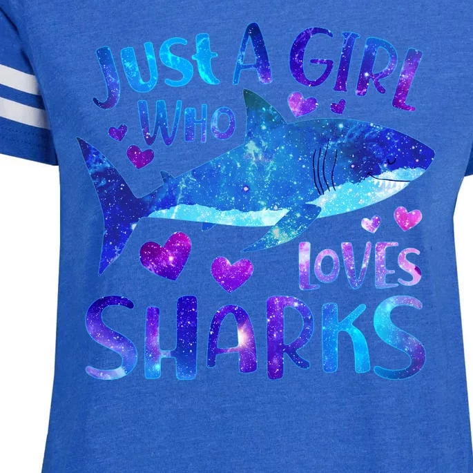 Funny Cute Just A Girl Who Loves Sharks Enza Ladies Jersey Football T-Shirt