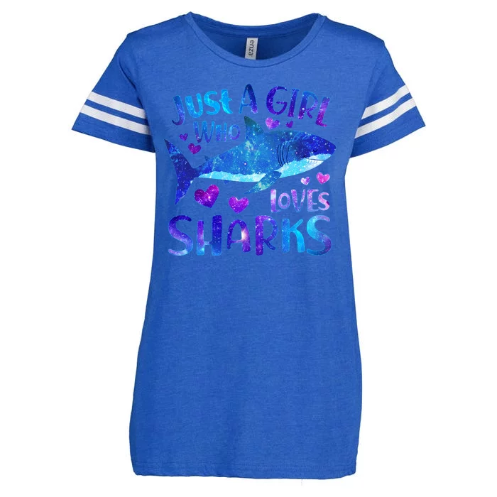 Funny Cute Just A Girl Who Loves Sharks Enza Ladies Jersey Football T-Shirt