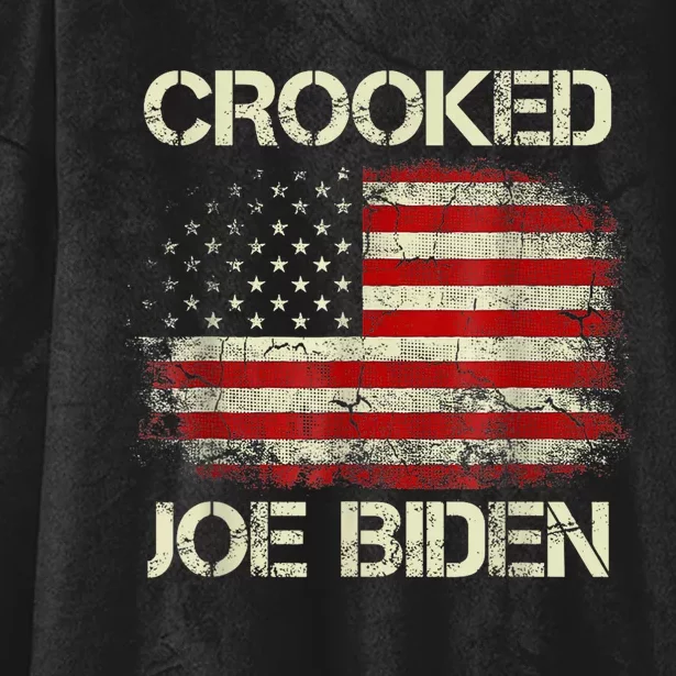 Funny Crooked Joe Biden Trump Quote Vintage USA Flag Design Hooded Wearable Blanket