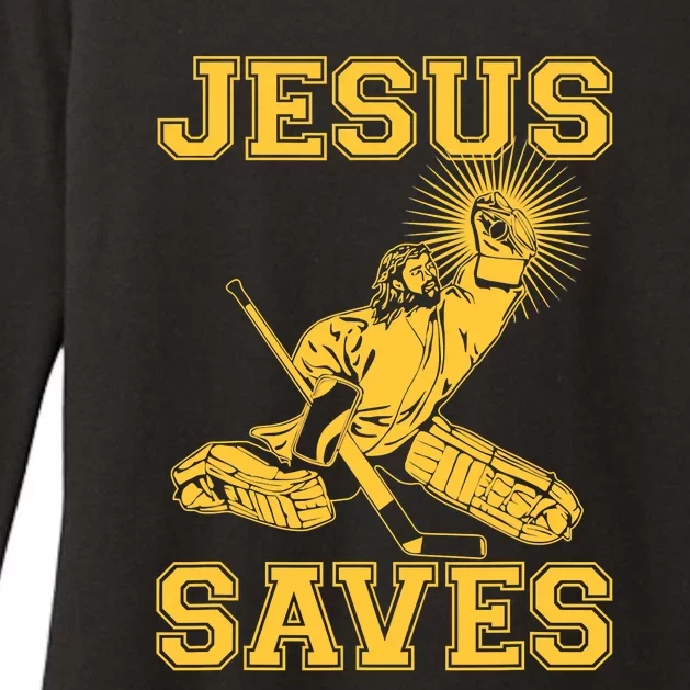 Funny Christian Jesus Saves Hockey Womens CVC Long Sleeve Shirt