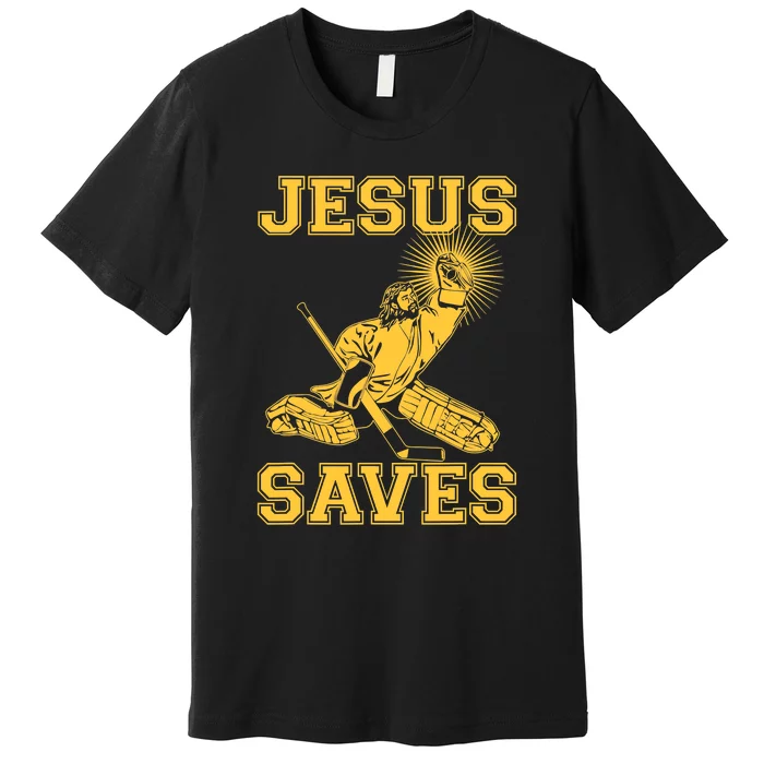 Funny Christian Jesus Saves Hockey Premium T-Shirt