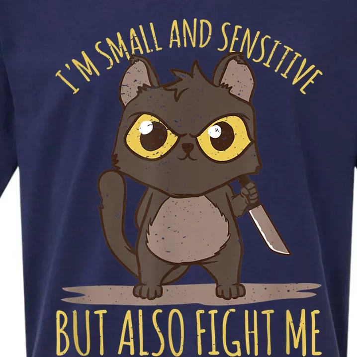 Fun Cat Joke IM Small And Sensitive But Also Fight Me Sueded Cloud Jersey T-Shirt