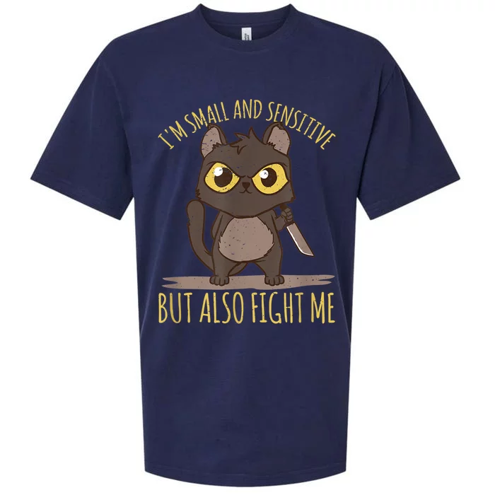 Fun Cat Joke IM Small And Sensitive But Also Fight Me Sueded Cloud Jersey T-Shirt