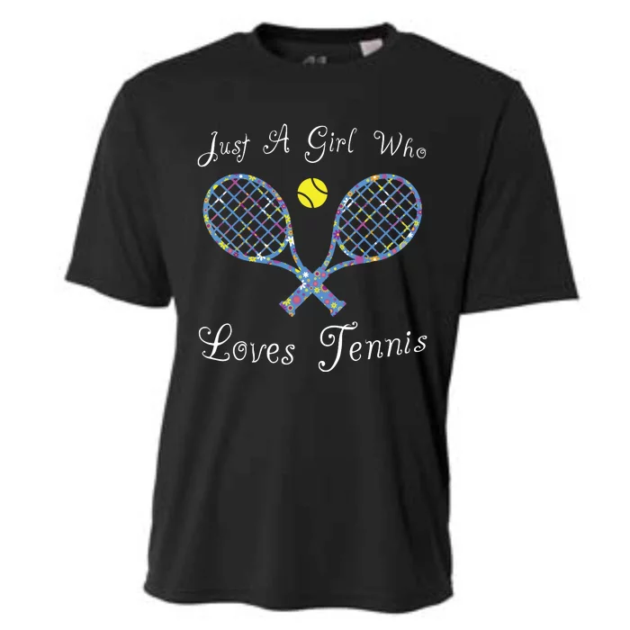 Fun Cute Just A Girl Who Loves Tennis Player Cooling Performance Crew T-Shirt