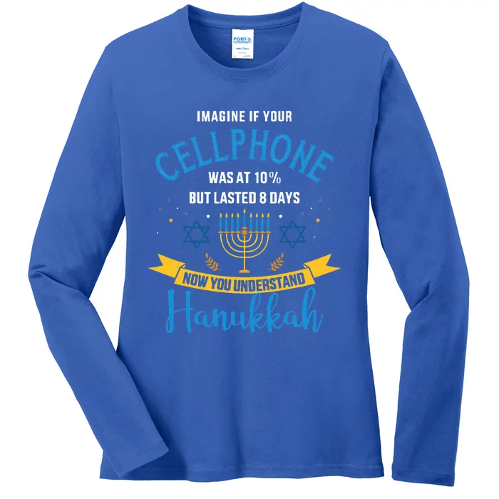 Funny cellphone jewish hanukkah chanukah Ladies Long Sleeve Shirt