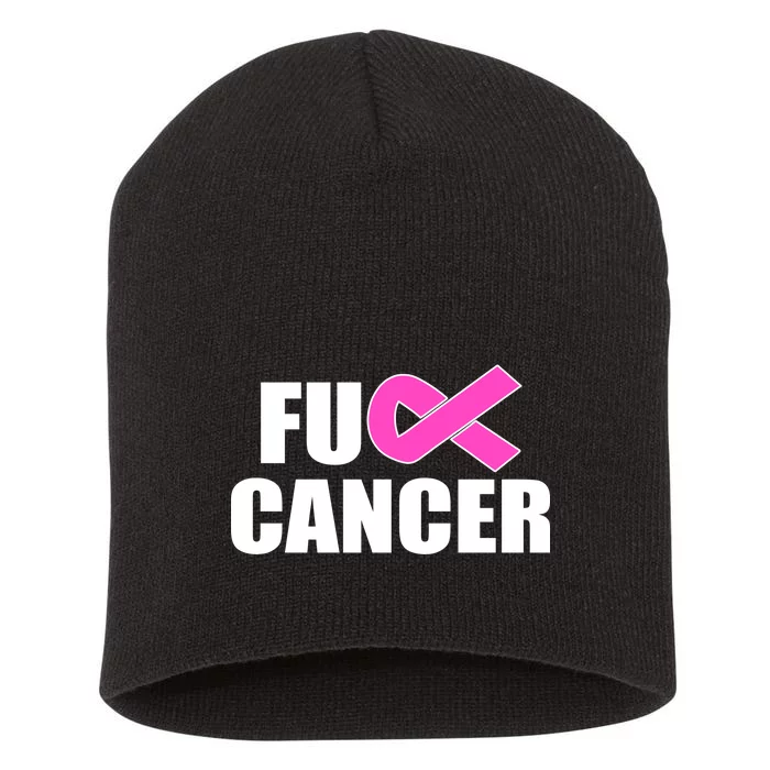 F*ck Breast Cancer Fight Logo Short Acrylic Beanie