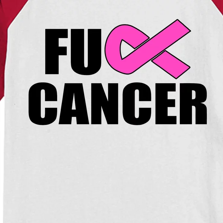 F*ck Breast Cancer Fight Logo Kids Colorblock Raglan Jersey