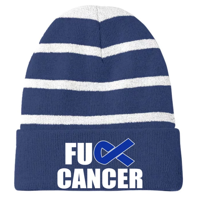 F*ck Colon Cancer Fight Logo Striped Beanie with Solid Band