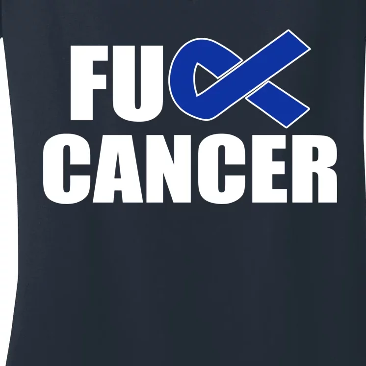 F*ck Colon Cancer Fight Logo Women's V-Neck T-Shirt