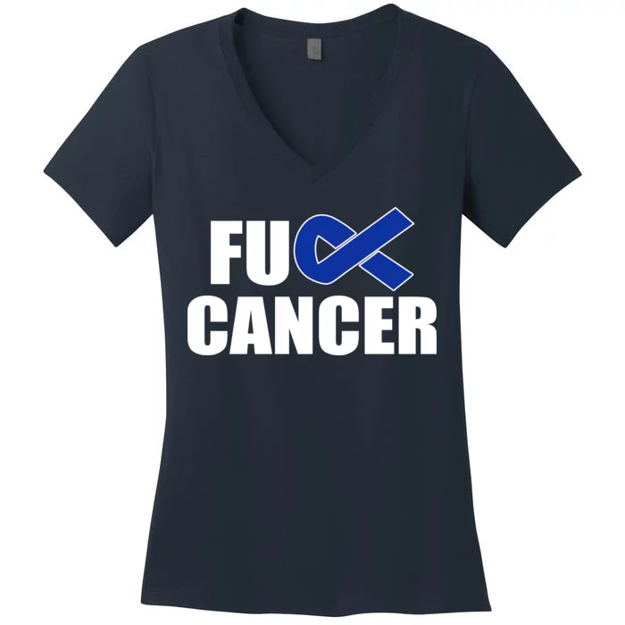 F*ck Colon Cancer Fight Logo Women's V-Neck T-Shirt