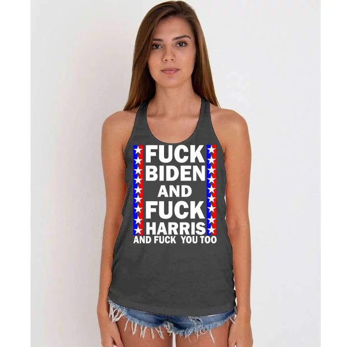 F*ck Kamala Harris and F Joe Biden Women's Knotted Racerback Tank