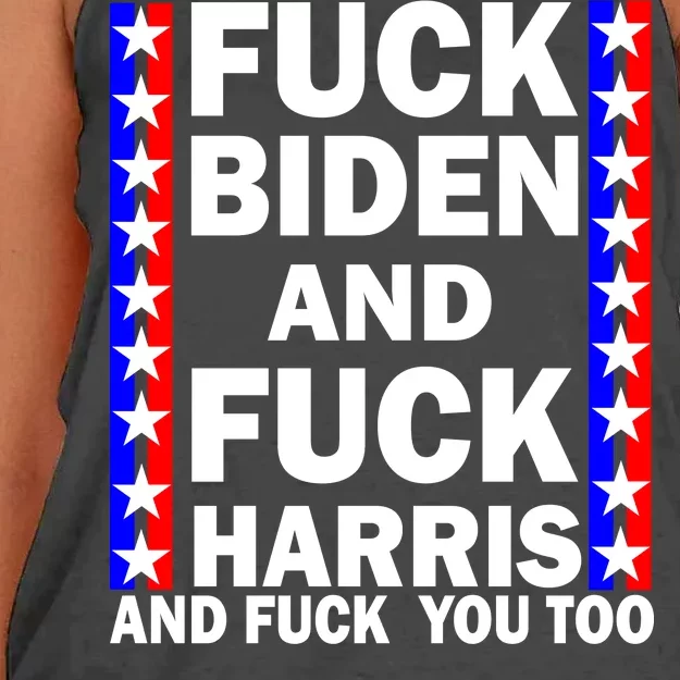 F*ck Kamala Harris and F Joe Biden Women's Knotted Racerback Tank