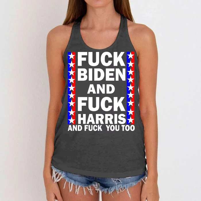 F*ck Kamala Harris and F Joe Biden Women's Knotted Racerback Tank