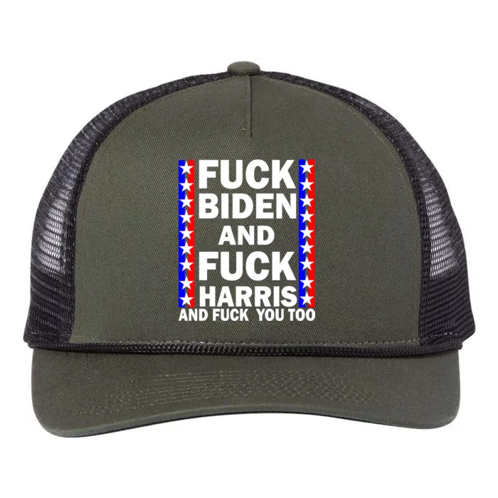 F*ck Kamala Harris and F Joe Biden Retro Rope Trucker Hat Cap