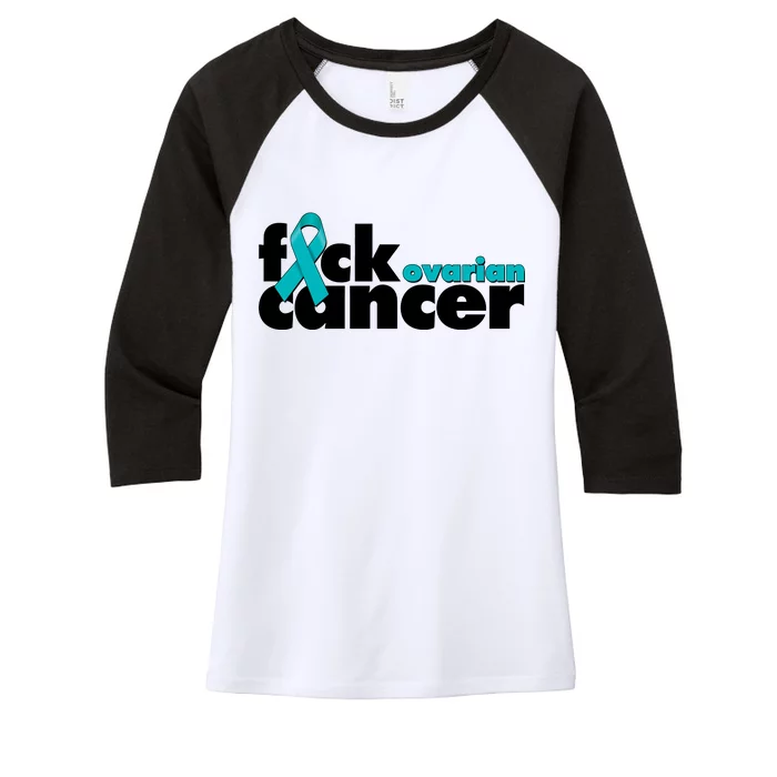 F*ck Ovarian Cancer Women's Tri-Blend 3/4-Sleeve Raglan Shirt