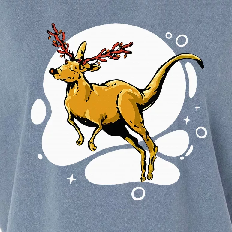 Funny Christmas Kangaroo Reindeer Australia Garment-Dyed Women's Muscle Tee