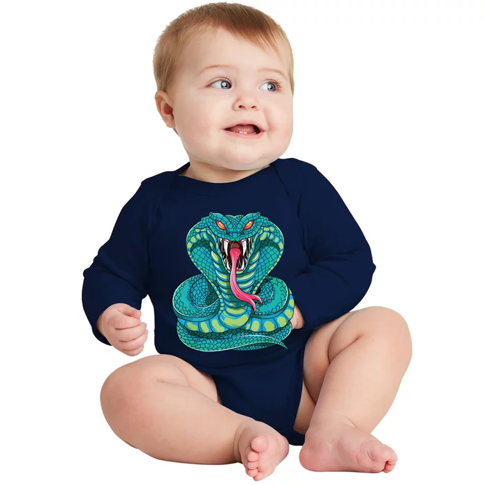 Fanged Cobra King Snake Fast Striking Fangs Bite Baby Long Sleeve Bodysuit