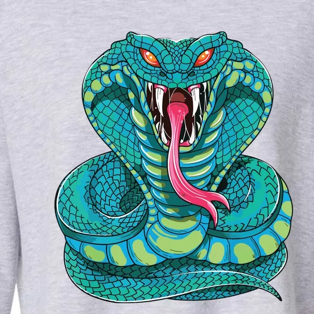 Fanged Cobra King Snake Fast Striking Fangs Bite Cropped Pullover Crew