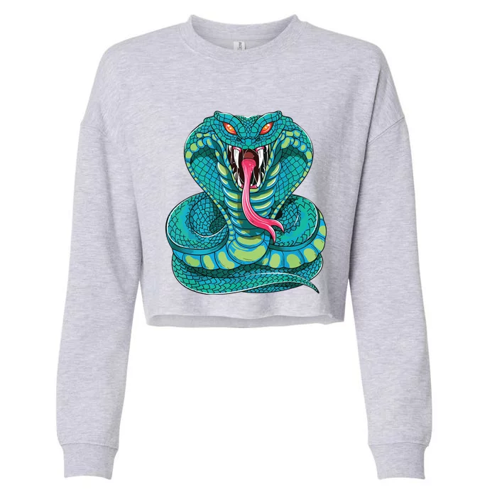 Fanged Cobra King Snake Fast Striking Fangs Bite Cropped Pullover Crew