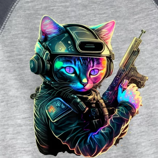 Funny Cat Kitty Pew Gun Meme Rifle Tee Toddler Fine Jersey T-Shirt