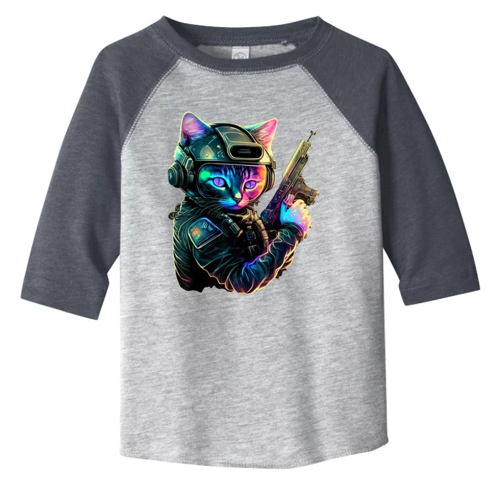 Funny Cat Kitty Pew Gun Meme Rifle Tee Toddler Fine Jersey T-Shirt