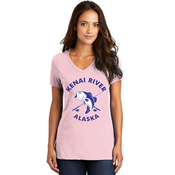 Fishing Club Kenai River Alaska Women's V-Neck T-Shirt