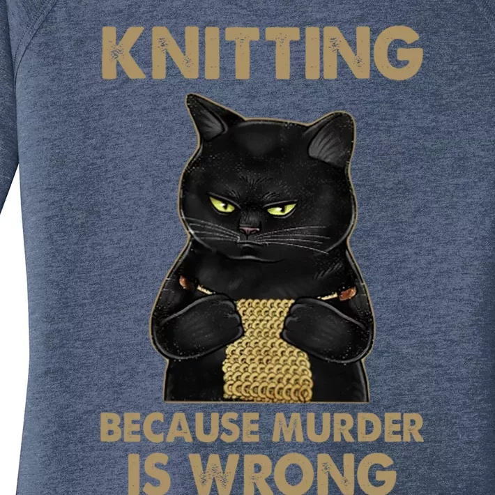 Funny Cat Knits Meaningful Gift Knitting Because Murder Is Wrong Gift Women's Perfect Tri Tunic Long Sleeve Shirt