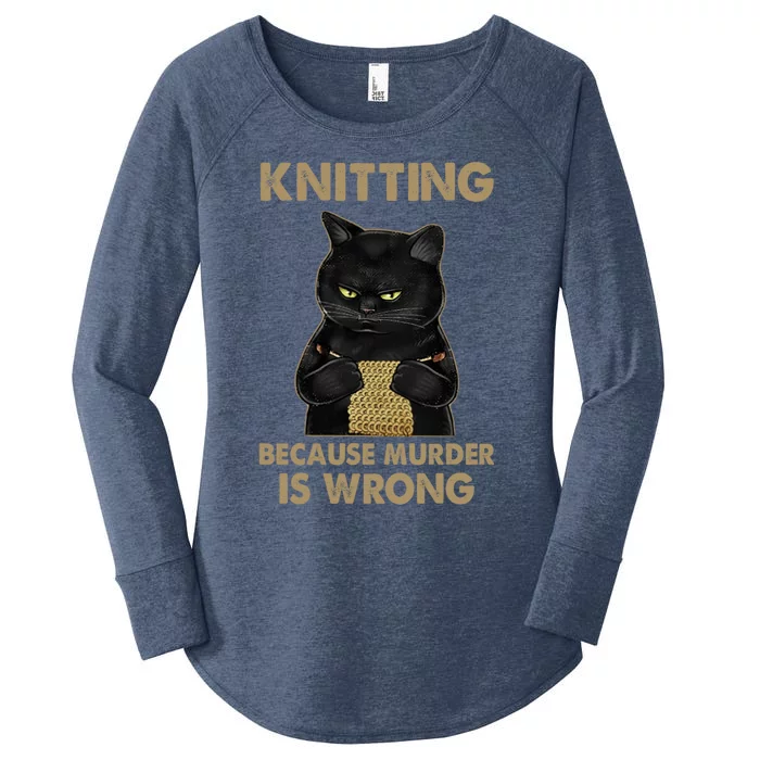 Funny Cat Knits Meaningful Gift Knitting Because Murder Is Wrong Gift Women's Perfect Tri Tunic Long Sleeve Shirt