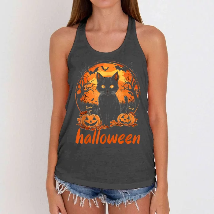 Funny Cat Kitten Lover Halloween Women's Knotted Racerback Tank