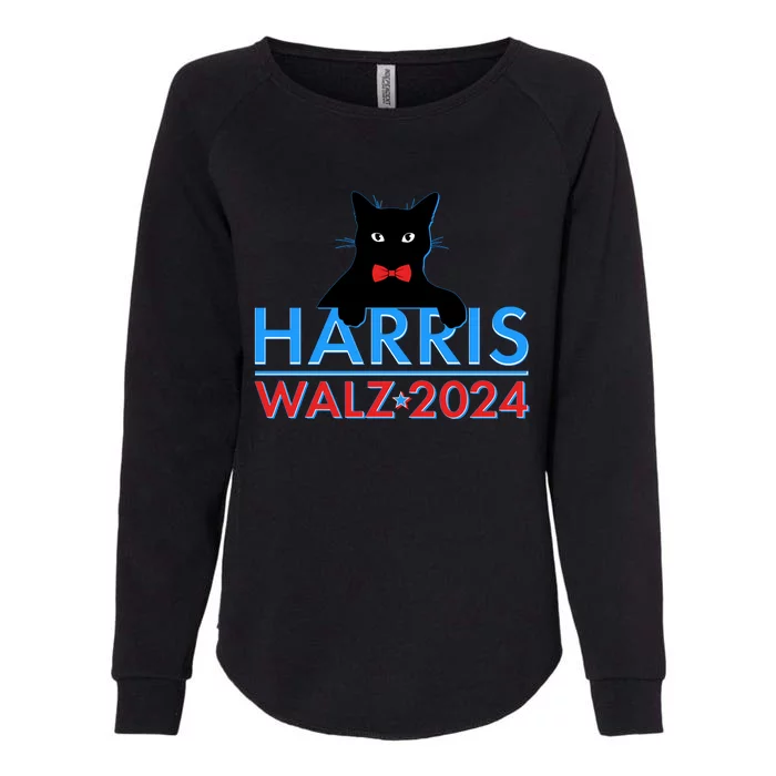 Funny Cute Kamala Harris Tim Walz 2024 Cat Womens California Wash Sweatshirt