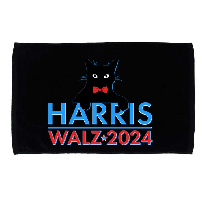 Funny Cute Kamala Harris Tim Walz 2024 Cat Microfiber Hand Towel