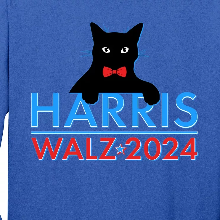 Funny Cute Kamala Harris Tim Walz 2024 Cat Long Sleeve Shirt