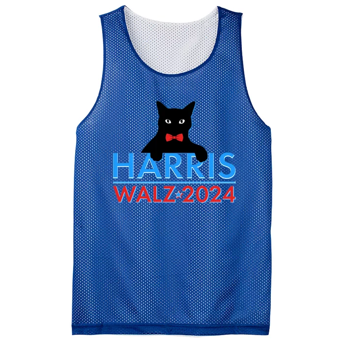 Funny Cute Kamala Harris Tim Walz 2024 Cat Mesh Reversible Basketball Jersey Tank