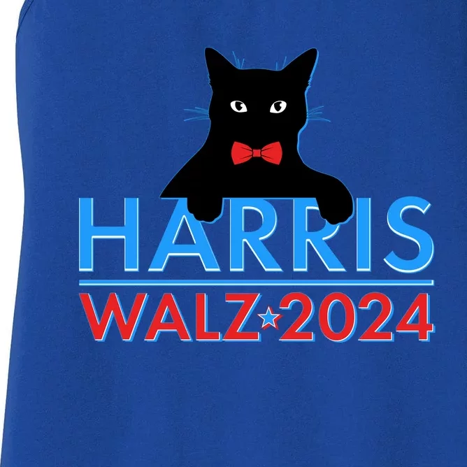 Funny Cute Kamala Harris Tim Walz 2024 Cat Women's Racerback Tank