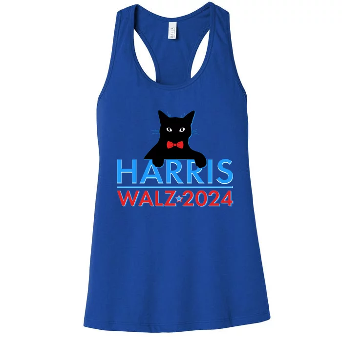 Funny Cute Kamala Harris Tim Walz 2024 Cat Women's Racerback Tank