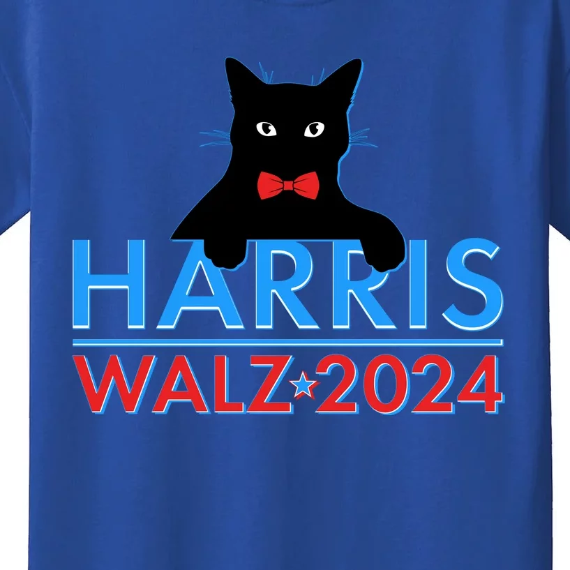 Funny Cute Kamala Harris Tim Walz 2024 Cat Kids T-Shirt