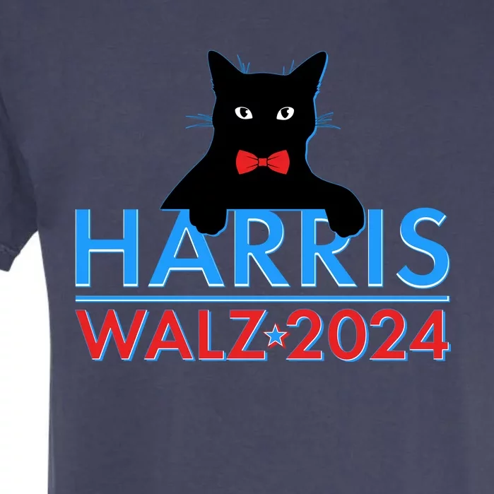 Funny Cute Kamala Harris Tim Walz 2024 Cat Garment-Dyed Heavyweight T-Shirt